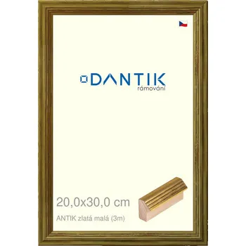 Rám na obraz DANTIK rámeček 20x30 | ANTIK zlatá malá (Sklo Čiré) (Vyrobeno s láskou u nás v DANTIKU)