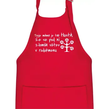 Kuchyňská zástěra Tvoje mama je tak tlustá - větev - Dětská zástěra na vaření - Univerzální velikost ( Červená )