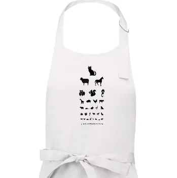 Kuchyňská zástěra Oční test zvířatka - Dámská zástěra na vaření - Univerzální velikost ( Bílá )
