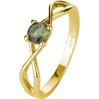 Prsten Stříbrný prsten s vltavínem, zlacený Velikost: 61