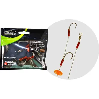 Rybářský háček Wizard sumcový návazec Monster Surface Livebait Double Braided Rig 80cm Specimen var,1