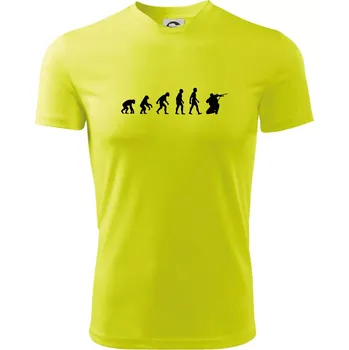 Pánské tričko Evoluce vojáka - sniper - Pánské triko Fantasy sportovní (dresovina) - M ( Neonově žlutá )