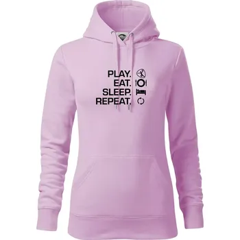 Dámská mikina Play Eat Sleep Repeat házená - Mikina dámská Cape s kapucí - XS ( Orchid )