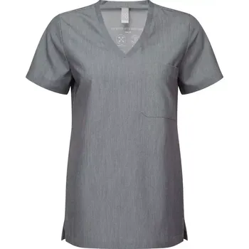 Dámská strečová halena s výstřihem do V s kapsičkou, barva dynamo grey, vel. XXXXXL