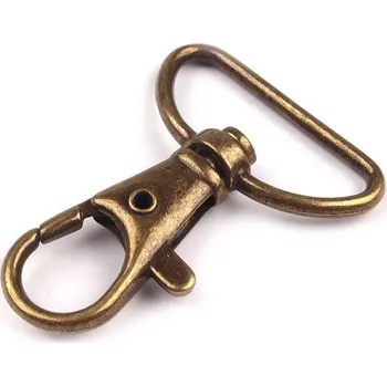 Kovová karabina průvlek 25 mm - staromosaz