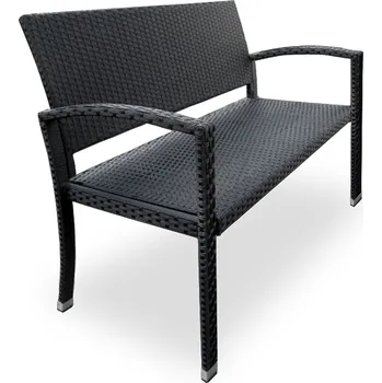 Zahradní lavice Zahradní polyratanová lavička - antracit | 122x58x87cm