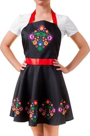 Kuchyňská zástěra s folklórním vzorem