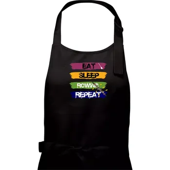 Kuchyňská zástěra Eat sleep rowing repeat barevné - Pánská zástěra na vaření - Univerzální velikost ( Černá )