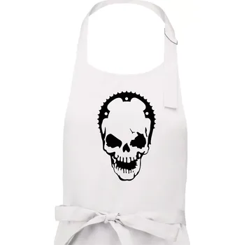 Kuchyňská zástěra Rozeta lebka - Pánská zástěra na vaření - Univerzální velikost ( Bílá )