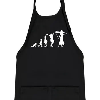 Kuchyňská zástěra Evoluce cellistka - Dětská zástěra na vaření - Univerzální velikost ( Černá )