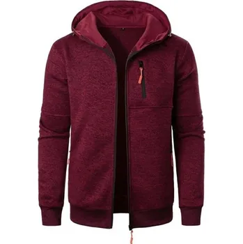 Pánská větrovka Pánská bunda s kapucí na zip Sportovní přechodová bunda s kapsami Kontrastní zipy Měkká bunda na jaro podzim do města i na výlety červená M