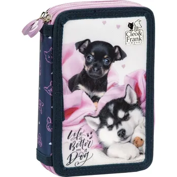 Penál ŠKOLNÍ DVOUPATROVÝ PLNĚ VYBAVENÝ PENÁL CLEO A FRANK PEJSCI