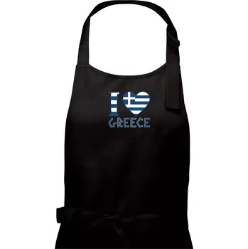 Kuchyňská zástěra I love Greece - Dámská zástěra na vaření - Univerzální velikost ( Černá )