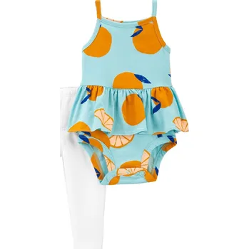Kojenecká souprava CARTER'S Set 2dílný body na ramínka, legíny Blue Orange holka 9m