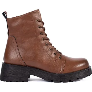 Dámská treková obuv Kožené hnědé kotníkové boty na hrubé podrážce Sergio Leone, podpatek 4,5 cm TR704-S-BR Velikost: 39