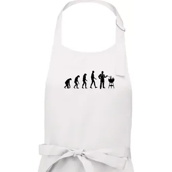 Kuchyňská zástěra Evoluce Grilování - Pánská zástěra na vaření - Univerzální velikost ( Bílá )