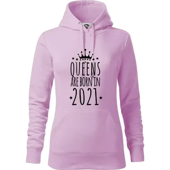 Dámská mikina Queens are born in 2021 - Mikina dámská Cape s kapucí - XS ( Orchid )