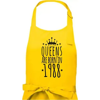 Kuchyňská zástěra Queens are born in 1988 - Dámská zástěra na vaření - Univerzální velikost ( Žlutá )