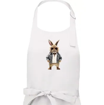 Kuchyňská zástěra Králík v bundičce - Dámská zástěra na vaření - Univerzální velikost ( Bílá )