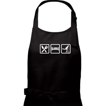 Kuchyňská zástěra Eat sleep koloběh - koloběžka - Dámská zástěra na vaření - Univerzální velikost ( Černá )