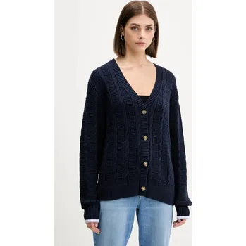 Dámský svetr Bavlněný kardigan Tommy Jeans dámský, tmavomodrá barva, DW0DW21681 59X, vel. S