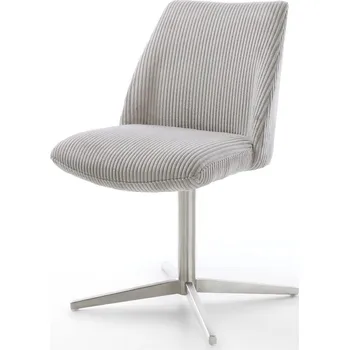 Jídelní židle DELIFE Jídelní židle Elso-Flex manšestr stříbrně šedá podnož nerezová ocel 360° otočný taštičkové pružiny
