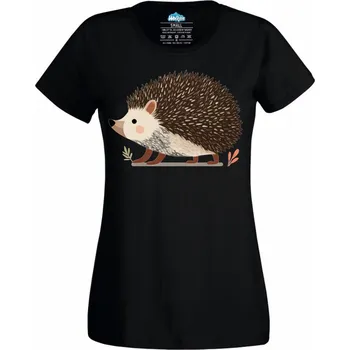 Dámské tričko Ježek na Procházce (Velikost: 4XL, Barva: Černá)