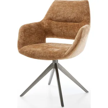 Jídelní židle DELIFE Jídelní židle Yago-Flex s područkami žinylka rez křížová podnož široká grafitová 360° otočná houpací funkce taštičkové pružiny