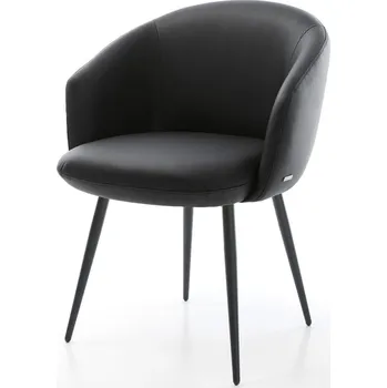 Jídelní židle DELIFE Jídelní židle Caja-Flex s područkami pravá kůže černá 4-nohá zúžená černá taštičkové pružiny