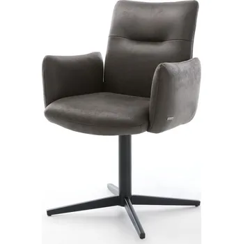 Jídelní židle DELIFE Jídelní židle Jova-Flex s područkami mikrovlákno antracit vintage černá křížová podnož 360° otočný taštičkové pružiny