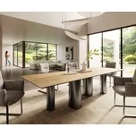 DELIFE Jídelní stůl Edge 300x100 keramika Laminam® Sabbia dubová barva podnož nerezová ocel grafitová