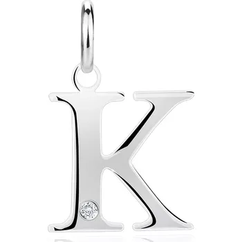 Přívěsek Diamantový přívěsek ze stříbra 925 - velké písmeno K, kulatý briliant