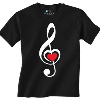 Chlapecké tričko Dětské tričko Houslový Klíč k Mému Srdci (Velikost: 7-8, Barva: Černá)