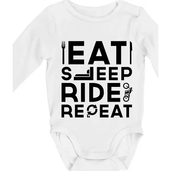 Kojenecký body Eat sleep ride moto - Body kojenecké s dlouhým rukávem - Dlouhý r. do 3 měs ( Bílá )