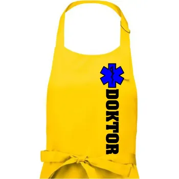 Kuchyňská zástěra Hvězda života - doktor - Pánská zástěra na vaření - Univerzální velikost ( Žlutá )
