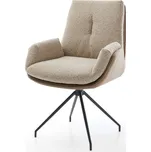 DELIFE Jídelní židle Clea-Flex kombinace materiálů tmavě béžová křížová podnož zúžená černá otočný o 180°