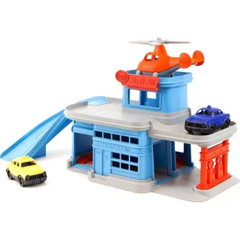Výuková hračka Green Toys Patrová garáž modrá s příslušenstvím