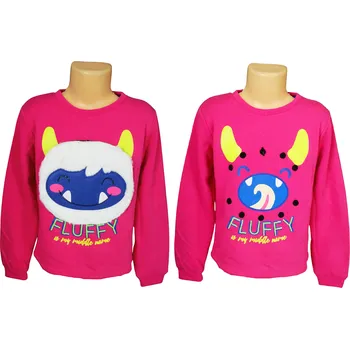 Dívčí mikina Dívčí mikina LEMON BERET FLUFFY přes hlavu s 3D aplikací Růžová, Velikost: 116/122 116/122