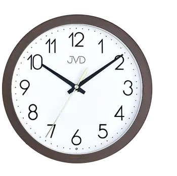 Hodiny JVD Nástěnné netikající tiché hodiny JVD HA229.2 se senzorem stmívání v imitaci dřeva (možnost i hodiny použít jako stolní - viz. foto)