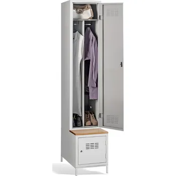 Školní nábytek 1+1-dveřová šatní skříň s přepážkou, zabudovanou lavicí a skříní na obuv #03 MAXI 1 PLUS