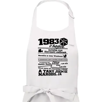 Kuchyňská zástěra 1983 v kostce - Pánská zástěra na vaření - Univerzální velikost ( Bílá )