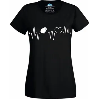Dámské tričko Dámské tričko Kardiogram lásky a Morče (Velikost: XL, Barva: Černá)