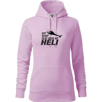 Dámská mikina Eat Sleep Play With My Heli - Mikina dámská Cape s kapucí - XS ( Orchid )