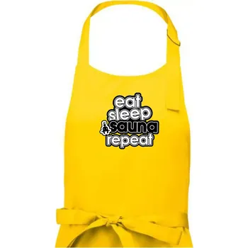Kuchyňská zástěra Eat sleep sauna repeat - Pánská zástěra na vaření - Univerzální velikost ( Žlutá )
