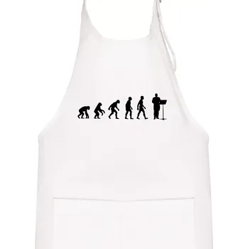 Kuchyňská zástěra Evoluce sbormistr zepředu - Dětská zástěra na vaření - Univerzální velikost ( Bílá )