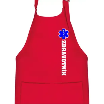 Kuchyňská zástěra Hvězda života - zdravotník - Dětská zástěra na vaření - Univerzální velikost ( Červená )