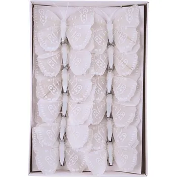 Klip motýl 8cm bílý