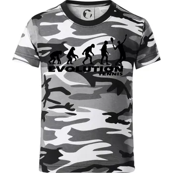 Chlapecké tričko Evoluce tenis kluk - Dětské maskáčové triko - 104-110cm / 3-4 roky ( Šedý maskáč )