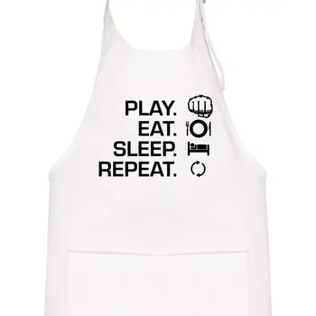 Kuchyňská zástěra MMA eat sleep repeat - Dětská zástěra na vaření - Univerzální velikost ( Bílá )