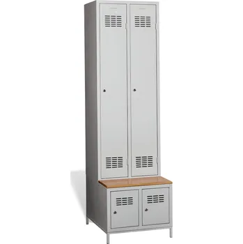 Školní nábytek 2+2dveřová šatní skříň s dlouhými dveřmi, zabudovanou lavicí a skříní na obuv #03 STANDARD 2 PLUS